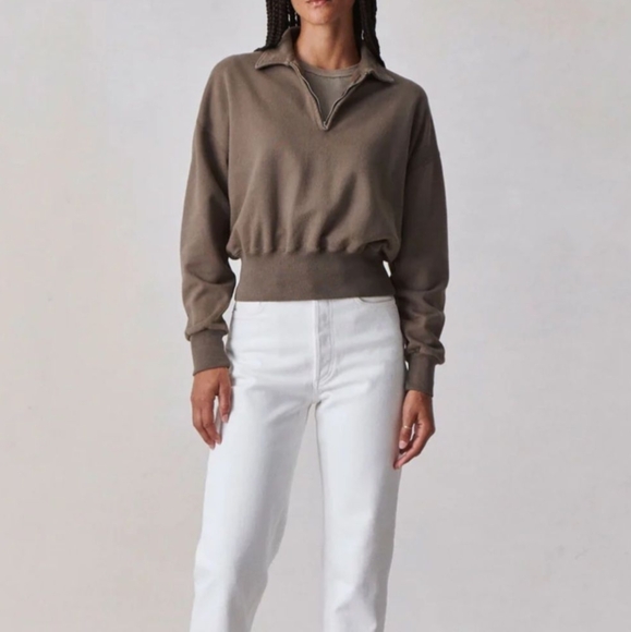 Buck Mason • VINTAGE INTERLOOP HALF-ZIP SWEATSHIRT in Heather Gray - Picture 6 of 8